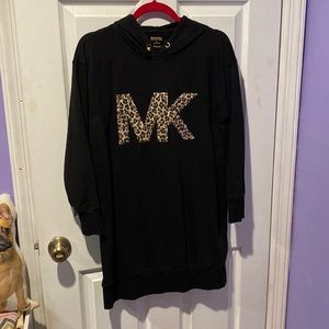Michael kors long sleeve animal print with bronze rivets sweatshirt dress